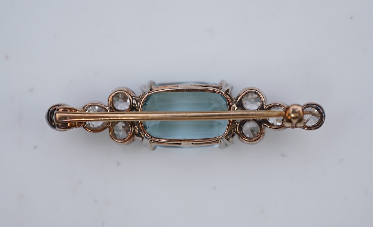 An aquamarine and diamond brooch, early 20th century